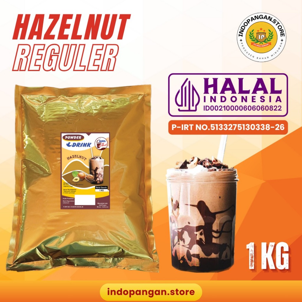 

Powder Rasa Hazelnut 1 Kg (Mix Gula) Kemasan Foil - Bubuk Minuman Rasa Hazelnut 1 Kg