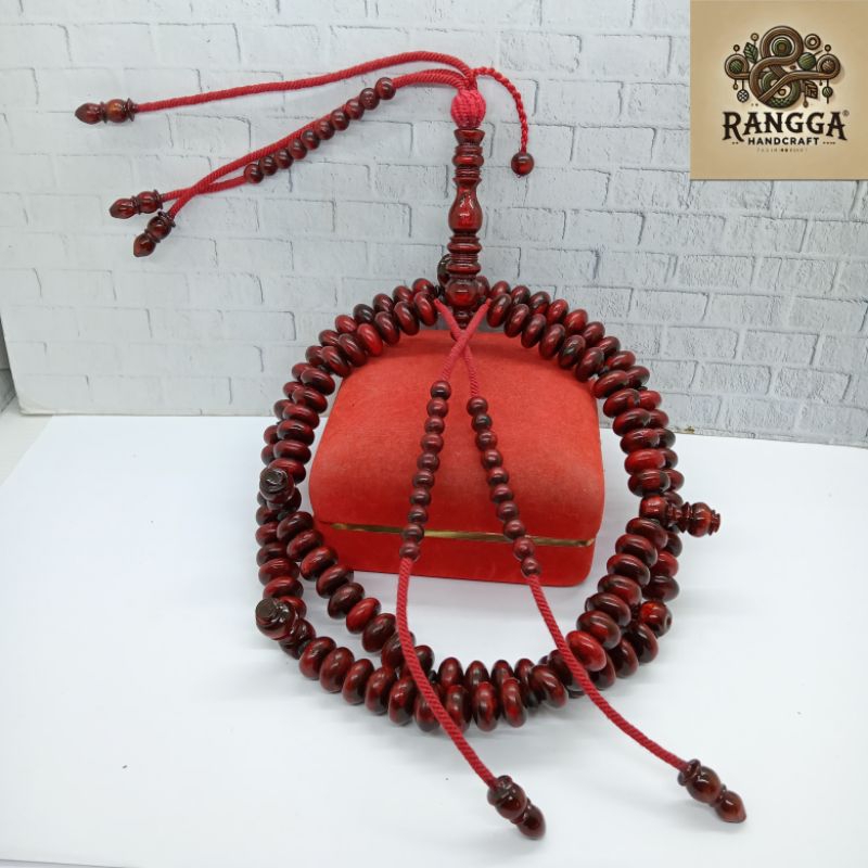 tasbih tijani akar bahar merah full benang rajut A17
