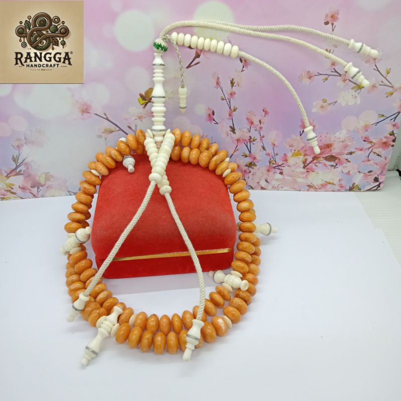 tasbih tijani batu Marjan Oren kombinasi tulang A18