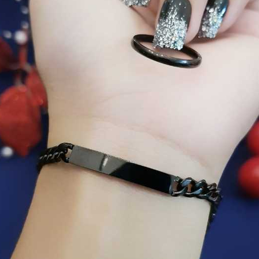 Titanium Set Gelang Cincin Wanita Hitam Simple Rt667