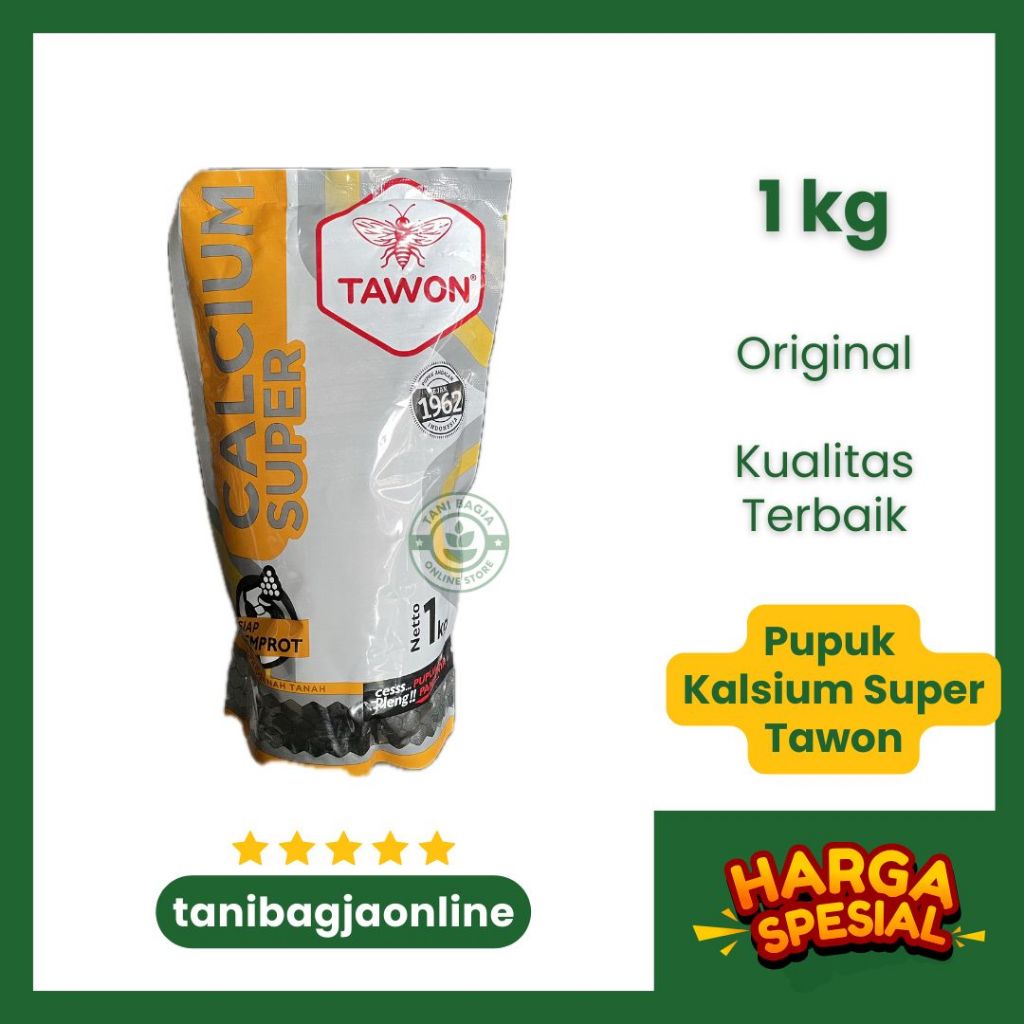 PUPUK CALSIUM KALSIUM SUPER CAP TAWON | KEMASAN PABRIK 1 KG | kalsium cap tawon | pupuk tanaman | pu