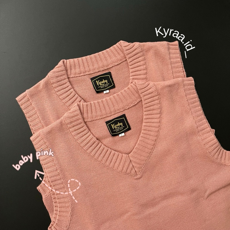 Vest Rompi Rajut Polos Baby Pink/Unisexfashion/Babypink/Rompirajut/Vestrajut/Pakaianrajut/kyraaid