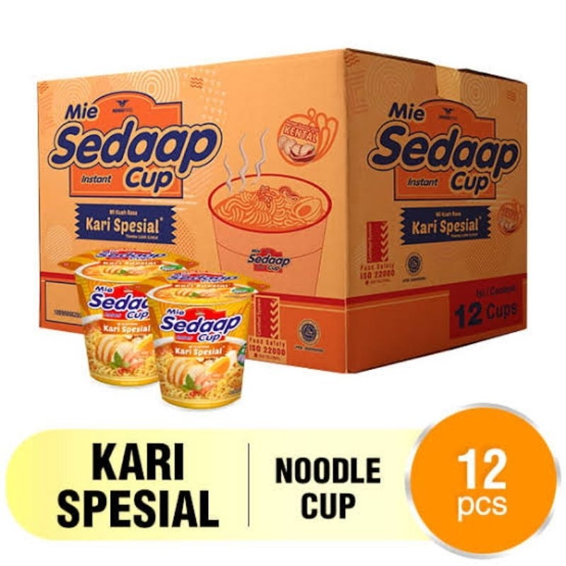 

( 1 Dus/12 Pcs ) Sedaap Mi instan Cup kari Spesial 81g