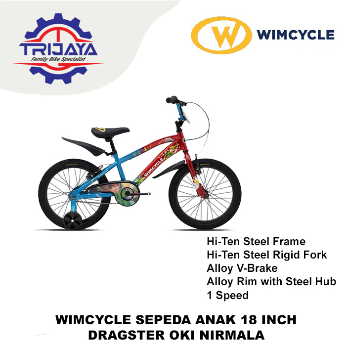 Wimcycle Dragster Oki Nirmala [18 Inch] Sepeda Anak BMX Dengan Roda Bantu