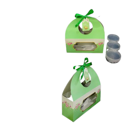 

( 5 pcs ) dus tenetng muat 3 toples tabung 800 ml gable box lebaran warna hijau ukuran 9.5x28x13.5cm