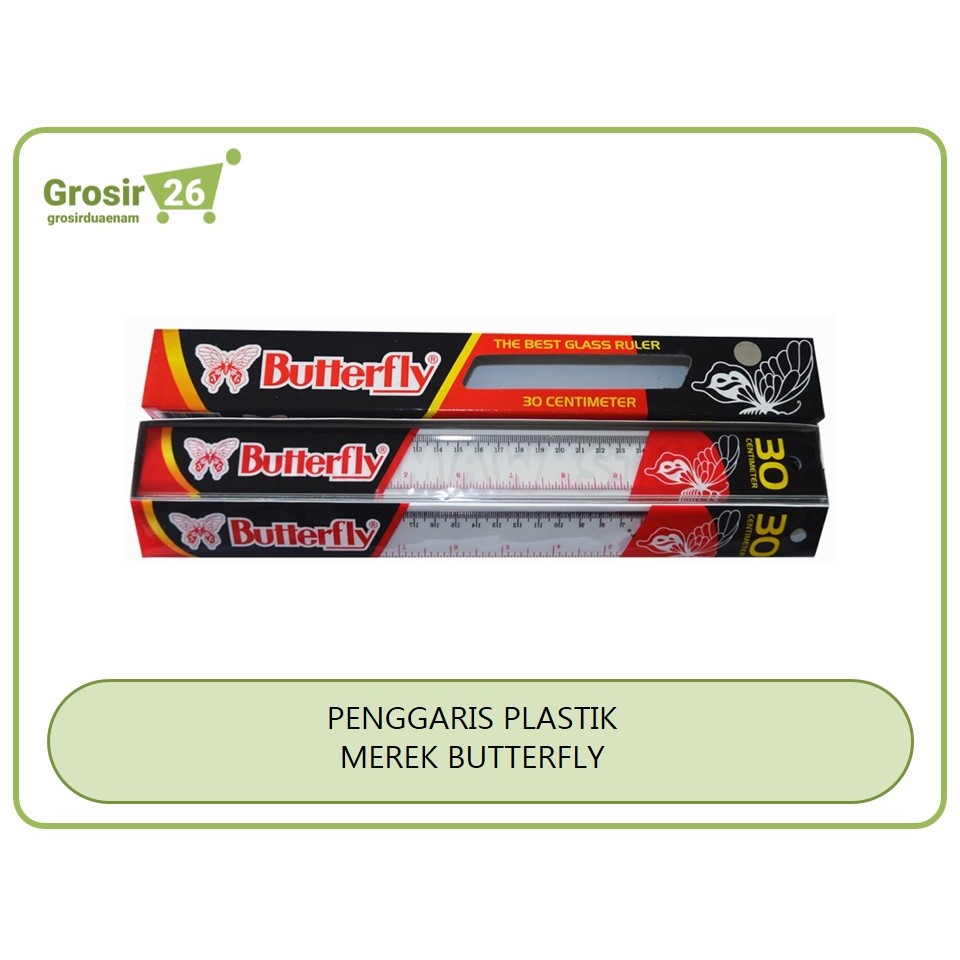 

(4 pcs) penggaris / rol / mistar / garisan plastik transparan tebal butterfly 20 | 30 cm