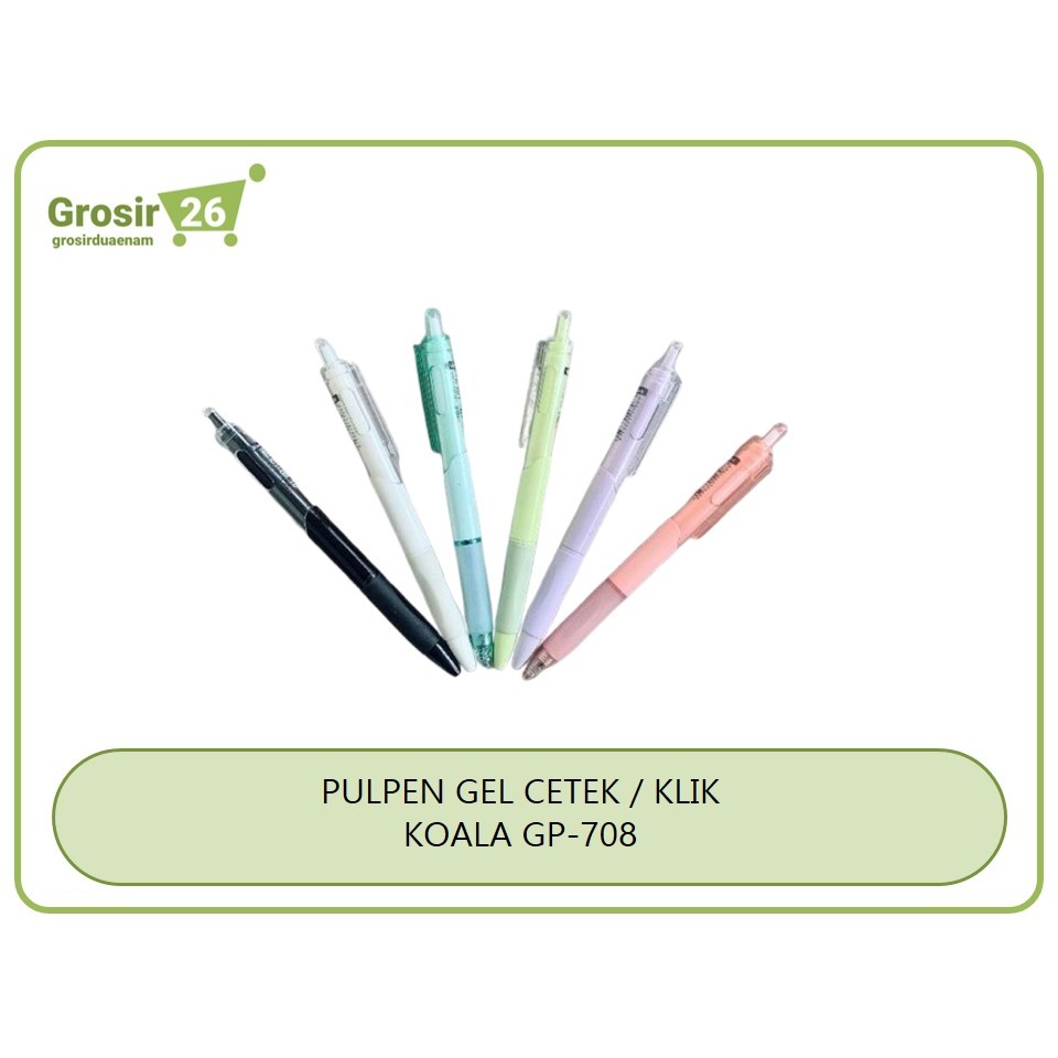 

PULPEN / PENA GEL KOALA (708) MODEL CETEK / KLIK TINTA HITAM (12 PCS)