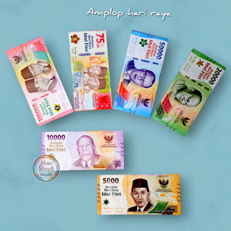 

amplop lebaran ampau lebaran tema uang mainan versi panjang isi 100 lembar mix gambar