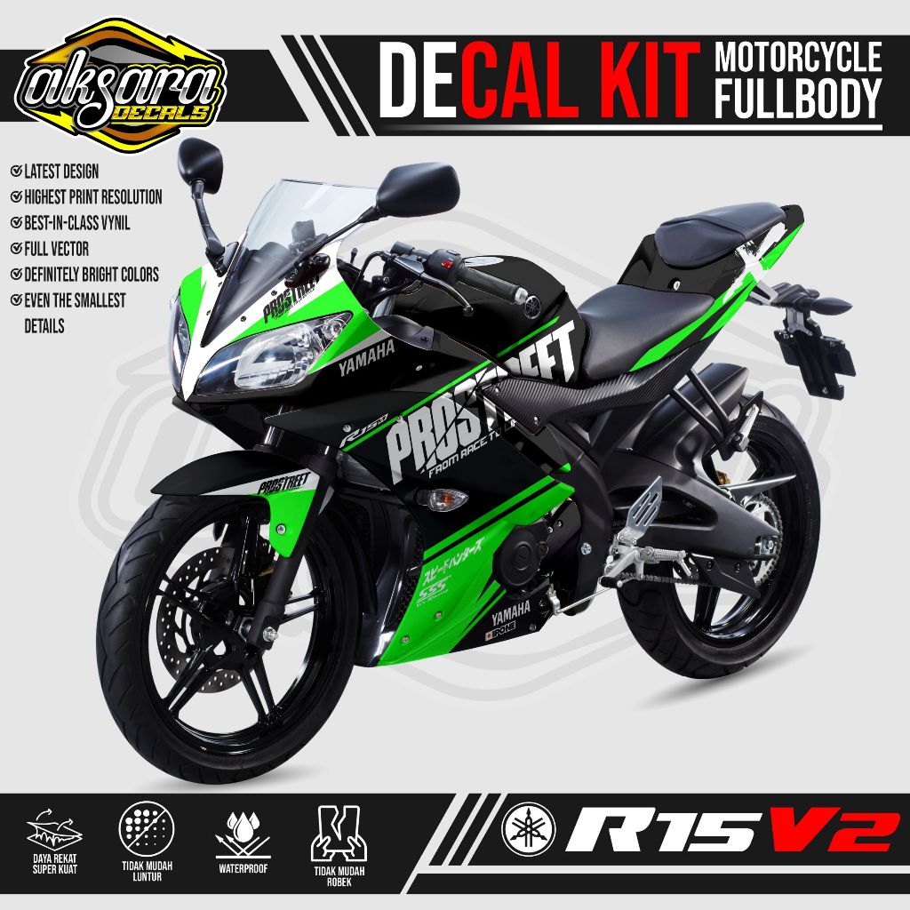 DECAL KIT YAMAHA R15 V2 FULL BODY - PROSTREET / STICKER CUSTOM DECAL