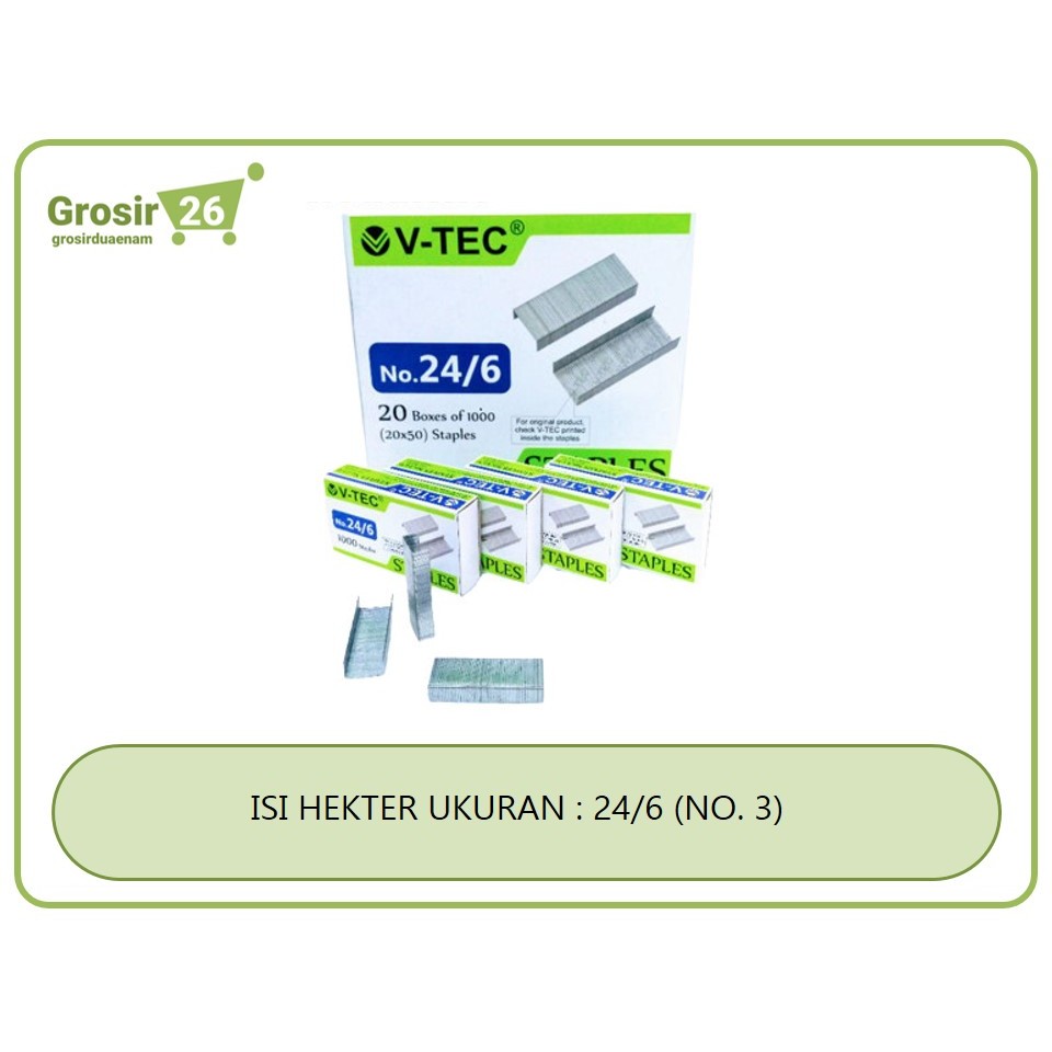 

(1 pcs) isi hektar hekter / staples / refill stapler v-tec ukuran 24/6 (no.3)