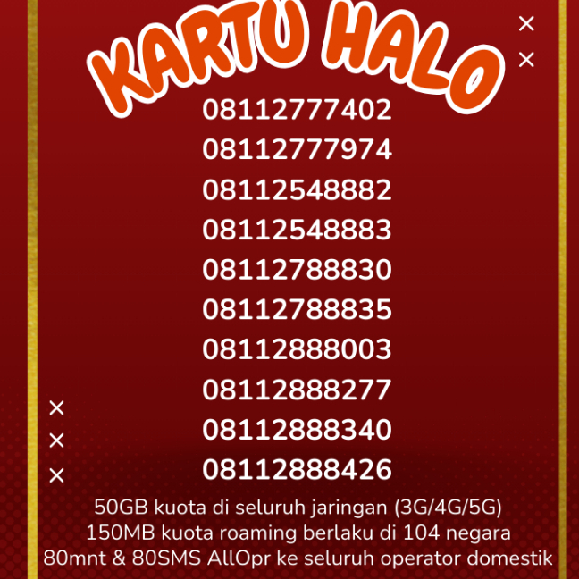 Kuota 50GB  Telkomsel kartu halo 11 digit nomor tripel
