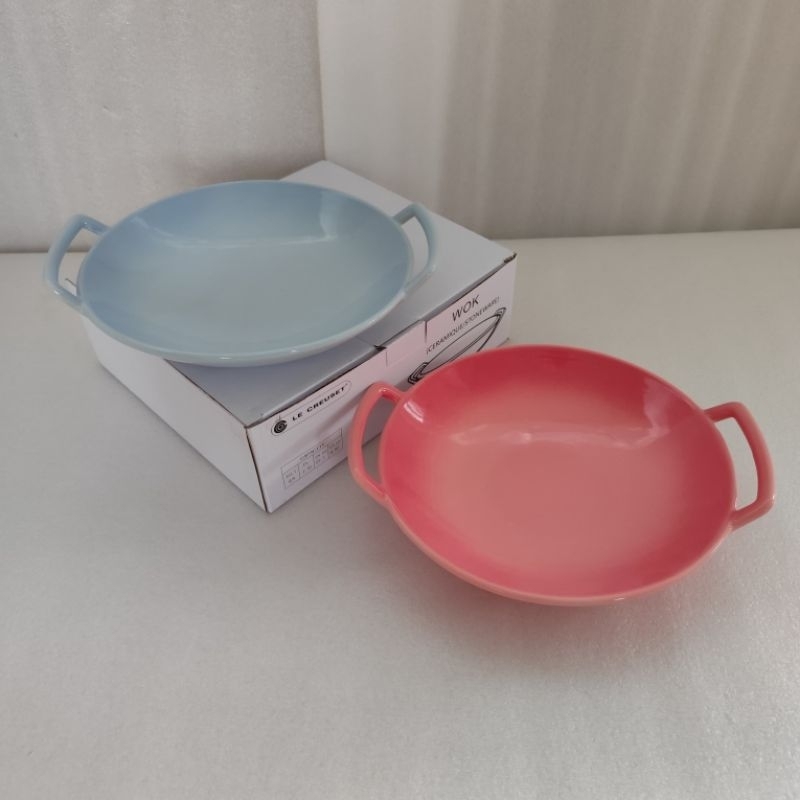 original le creuset stoneware wok dish piring makan saji
