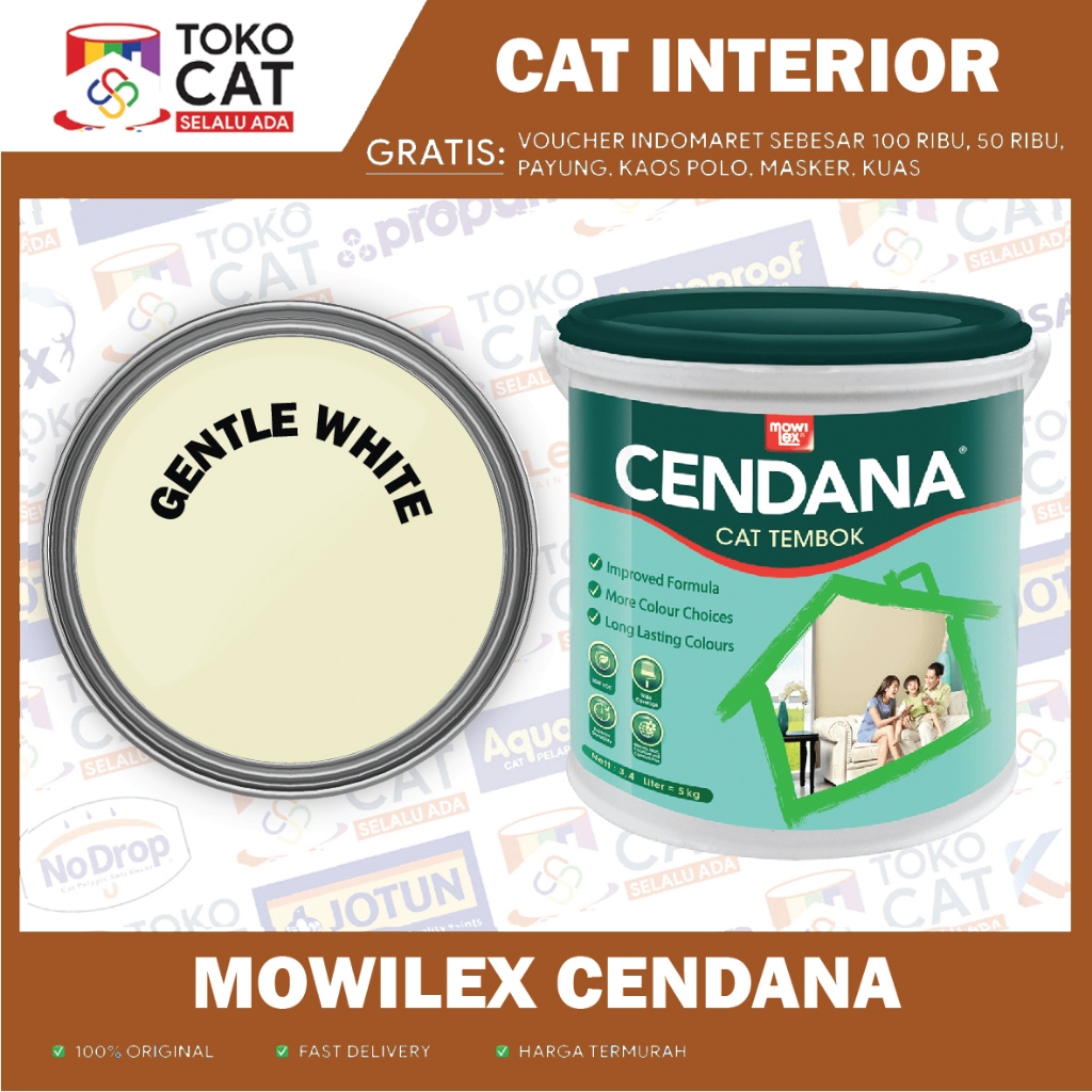 Cat tembok Interior // Mowilex Cendana GENTLE WHITE 25KG // Kemasan Pail