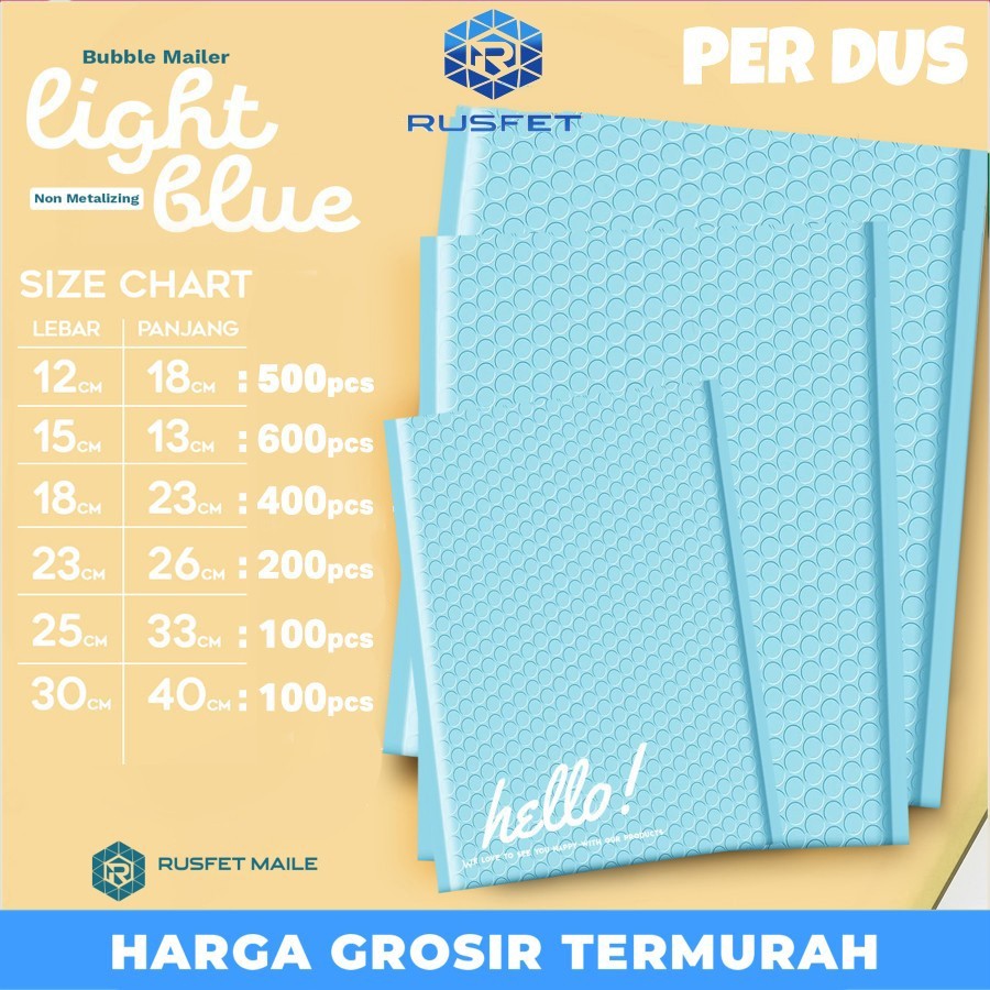 

Amplop packing bubble mailer sky blue all size bubble mailer rusfet per dus - 12x18cm