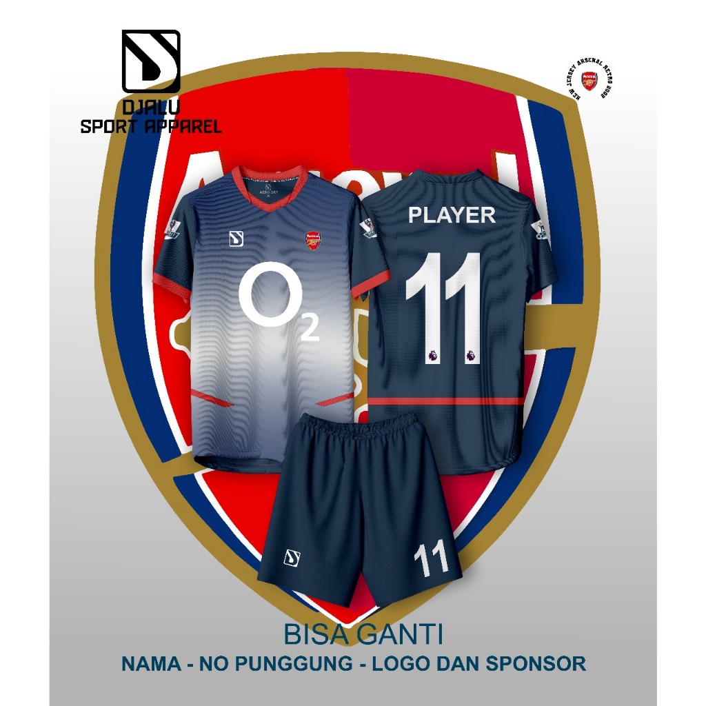 Baju Jersey ARSENAL AWAY UNBEATEN KUALITAS PREMIUM Atasan / setelan Dewasa dan ANAK Full Printing GR