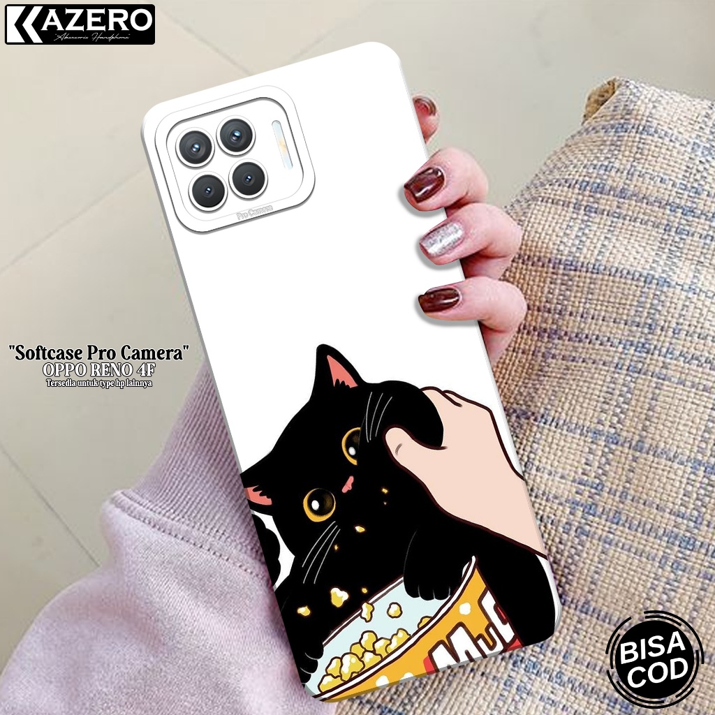 Softcase Pro Camera OPPO RENO 4F - Fashion Case Kucing - Case OPPO RENO 4F Terbaru - Casing OPPO REN
