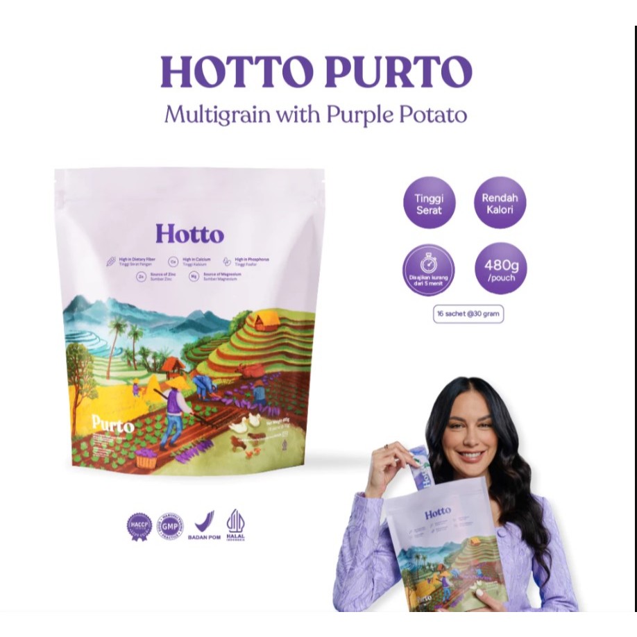 

Hotto Purto Official Store - 1 Pouch isi 16 Saset - Superfood Multigrain dengan Ubi Ungu Original