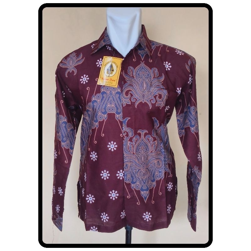 Kemeja Batik Pria Lengan Panjang Merah