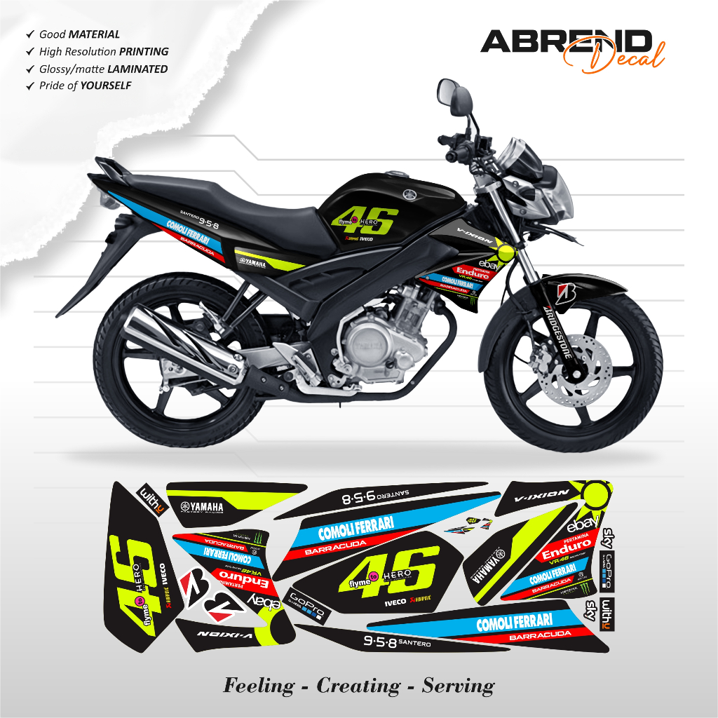 STICKER VIXION OLD VR46 RACING PERTAMINA ENDURO RETRO BRITISH GP / STRIPING VIXION LAMA STOCK DECAL