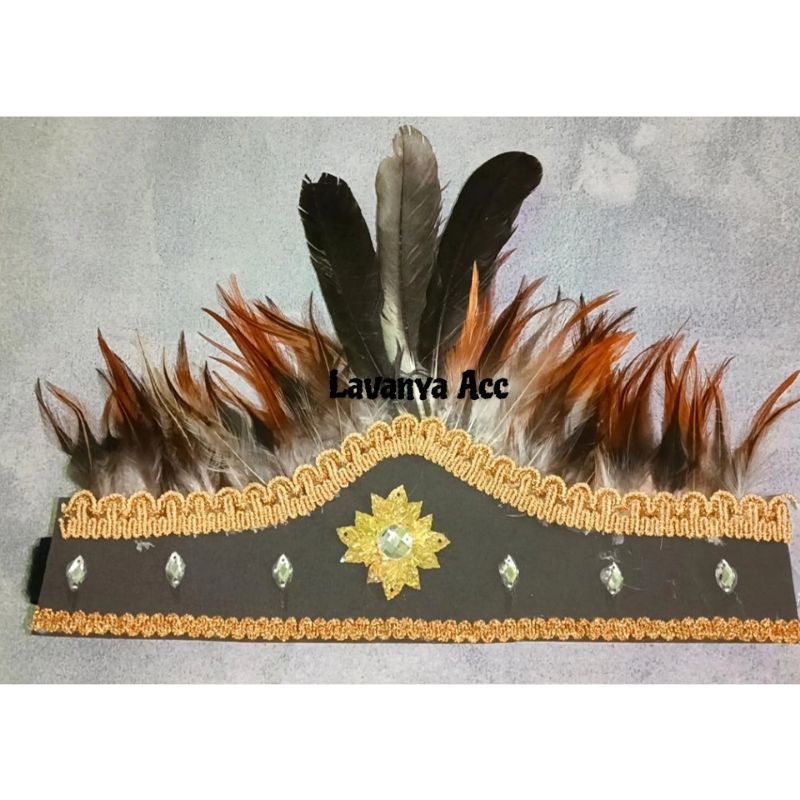 Mahkota Bulu Dayak Hitam/ Papua /Kalimantan/Kerang kuwuk untuk anak dan dewasa
