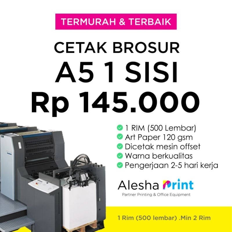 

Cetak Brosur A5 1 Rim Murah 1 Sisi (Min. 2 Rim)