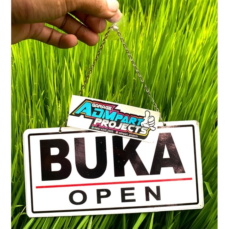 OPEN CLOSED Akrilik siap Pakai/Acrylic openClosed Custom /Buka tutup (Dua sisi+Rantai&Kop Kaca)