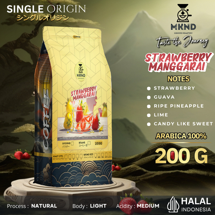 

KOPI ARABIKA FLORES MANGGARAI STRAWBERRY NATURAL 200 GRAM SPECIALTY COFFEE BY MKND COFFEE