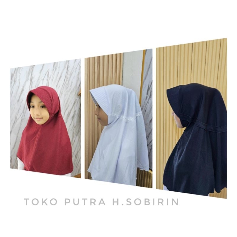 Hijab instan | Kerudung bergo sekolah | Kerudung bergo tali serut | Kerudung bergo sekolah warna Put