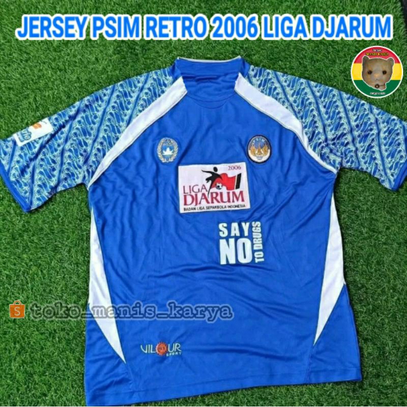 JERSEY PSIM JOGJA FULL BORDIR RETRO HOME LIGA JARUM 2006 BIRU BATIK PRINTING LOKAL