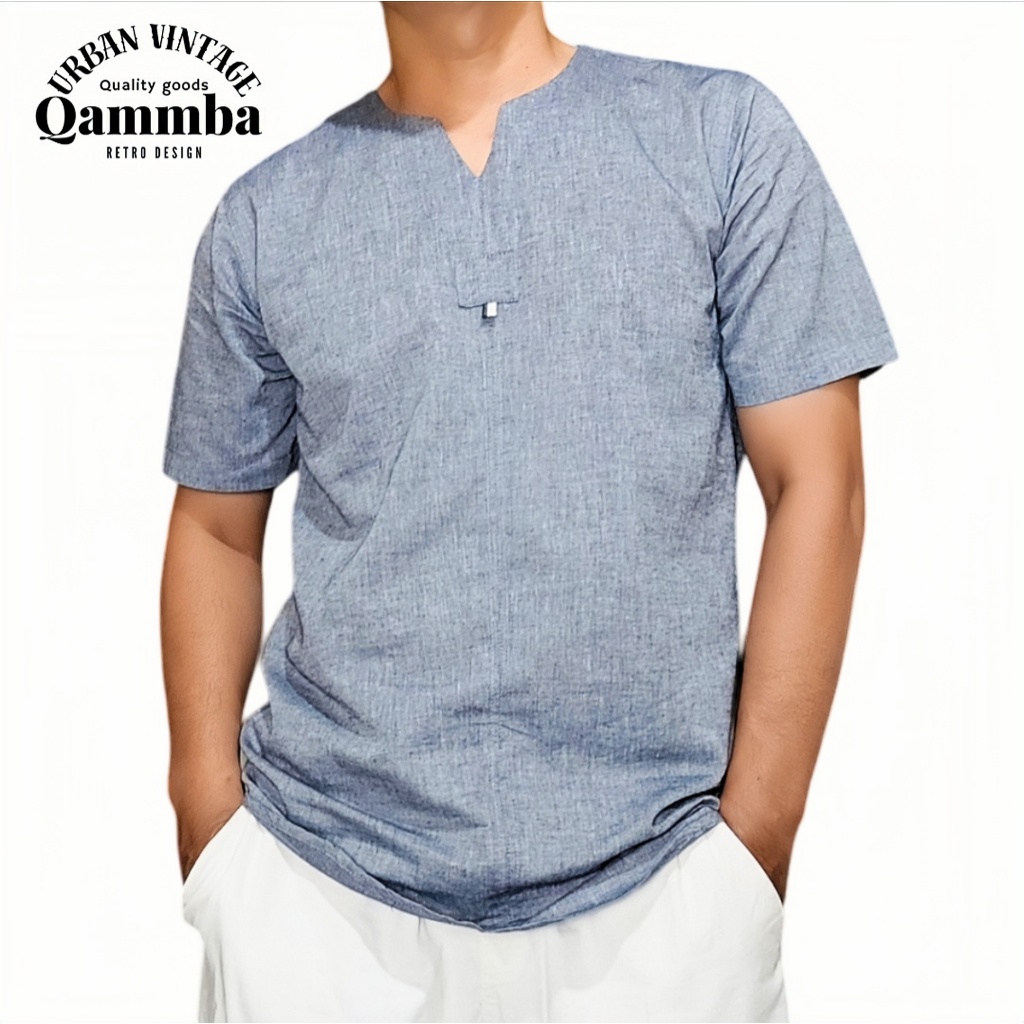 Kemeja Ringan Katun Solid Tipis Terawang Lengan Pendek Gaya Pria BB 60-80Kg Men`s Shirt  Pakaian Cas