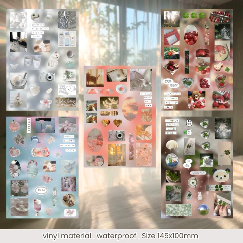 

Sticker Sheet Deco | Dreamy Core Vintage Blurry Clover Lucky Leaf Journaling