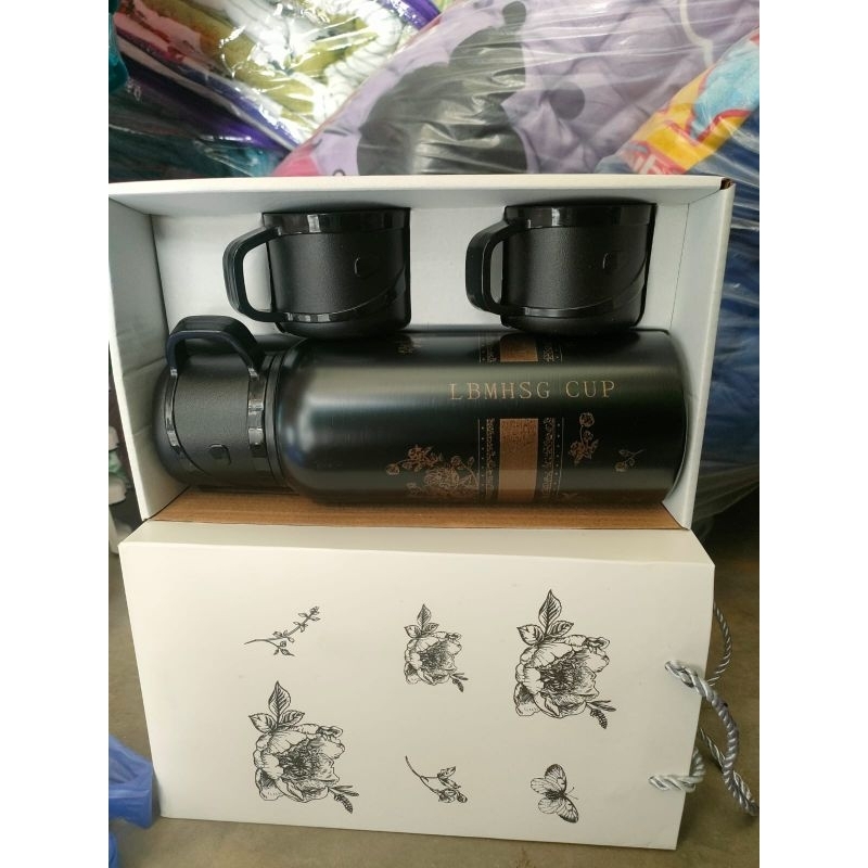 TERMOS SALJU SET CANGKIR + GIFT BOX TSC25 Ready warna hitam dan putih Promo NICE BAGUS MURAH CANTIK 
