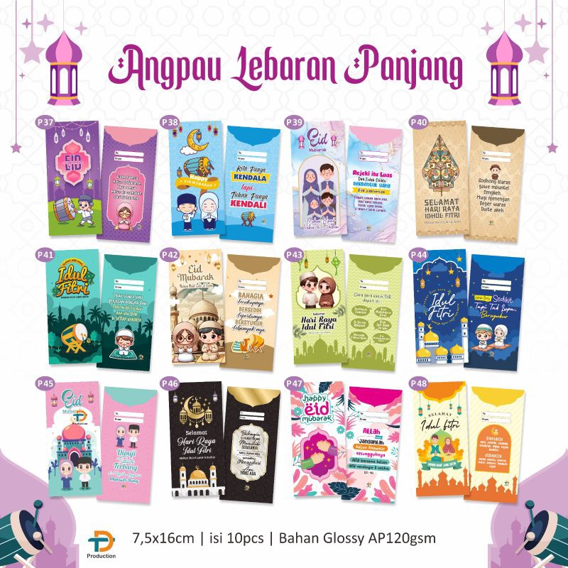 

[ISI 10 PCS] Angpau Lebaran Panjang Bahan Glossy AP120gm