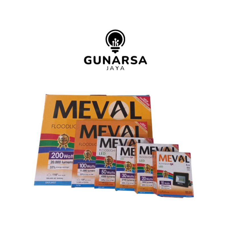 Meval lampu sorot ukuran 10watt 20watt 30watt 50watt