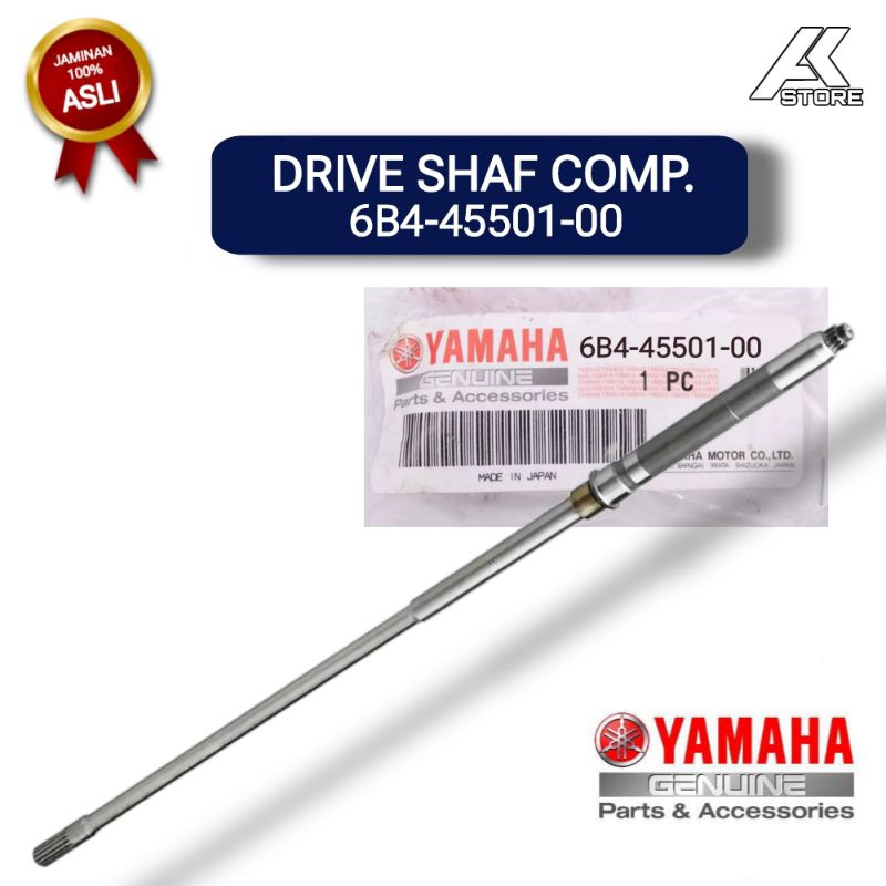 DRIVE SHAFYT COMP. 6B4-45501-00 | as panjang mesin tempel Yamaha 15PK Kaki Pendek