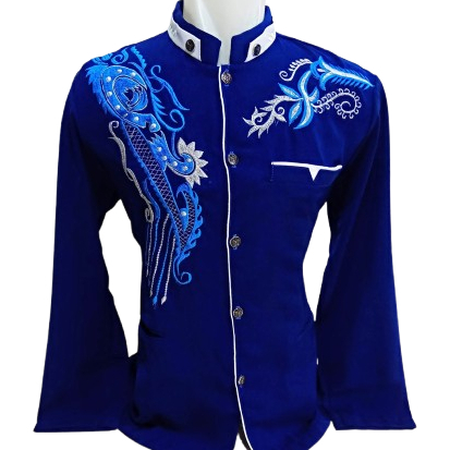 Baju Jasko Bordir Jas Koko Pakaian Muslim Pria Bahan Hightwis Tebal Halus Lembut Warna Biru Terbaru