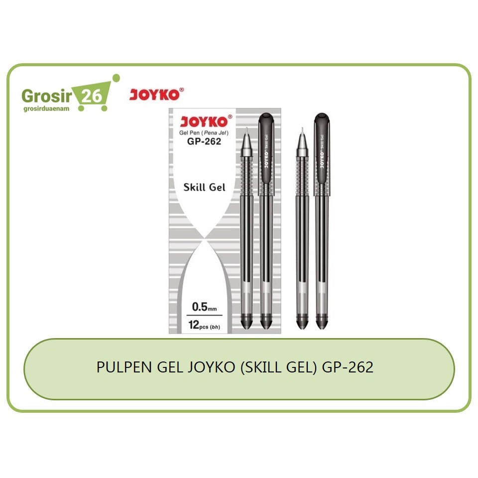 (1 box) pulpen / pena / pen gel cair tinta basah joyko skill gel gp-262 hitam 0.5 mm