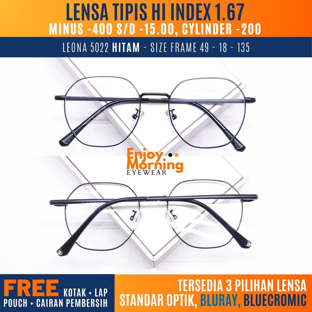 Kacamata minus 4 wanita Lensa Tipis Frame Besi Ringan