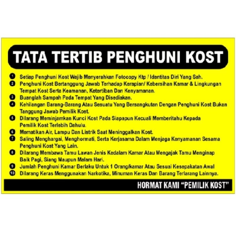 

STIKER DAN AKRILIK TATA TERTIB ATURAN KOST