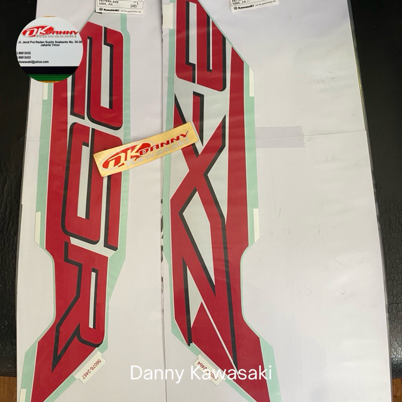 Stiker fairing samping kanan kiri zx25r se merah putih original