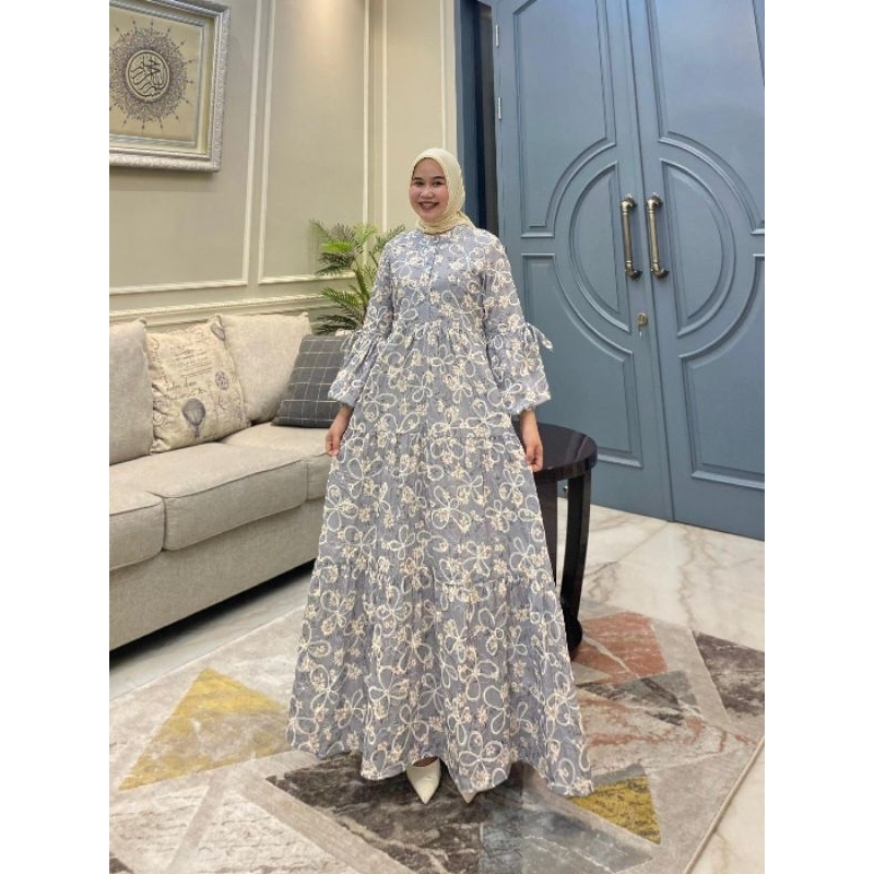 Gamis Katun Bordir + furing ori By Edness Kayla