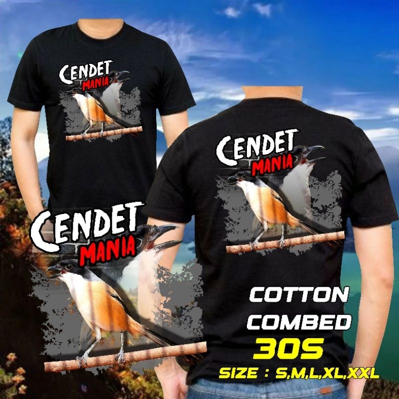 KAOS CENDET MANIA WARNA HITAM BAHAN KATUN COMBED 30 S