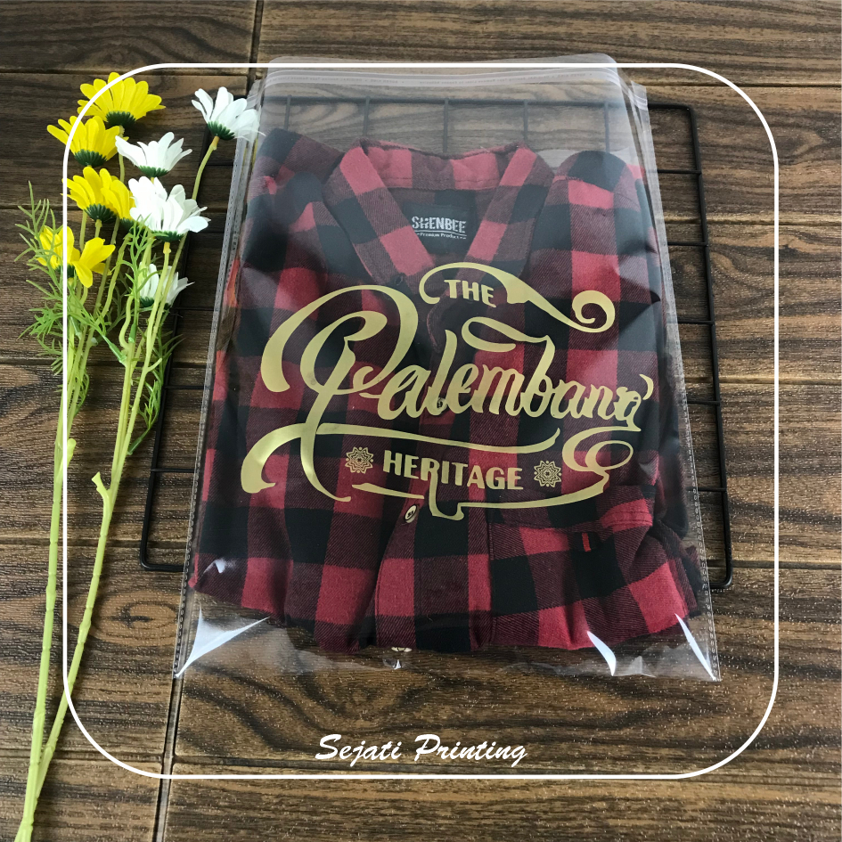 

(Isi 100pcs) Sablon Plastik Murah OPP 40 Micron 25, 28, 30 , FREE DESAIN - SEJATIPRINTING