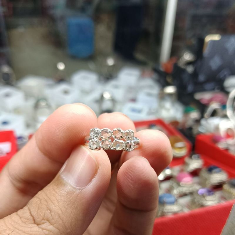 cincin perak cewe berlian belahan banjar (intan banjar)