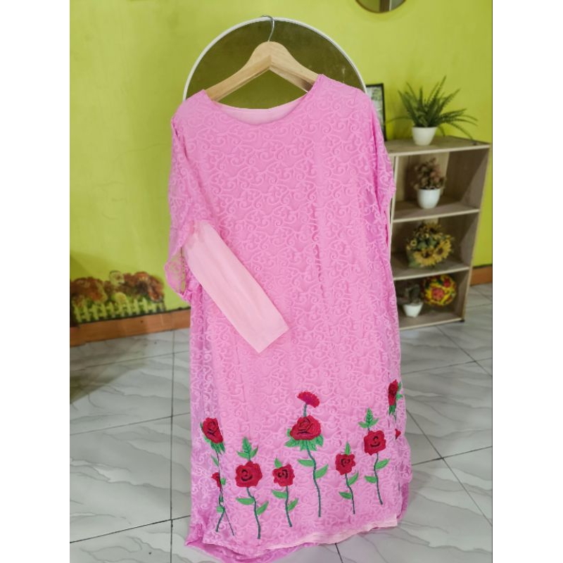 Gamis midi Brukat bordir sisa olshop