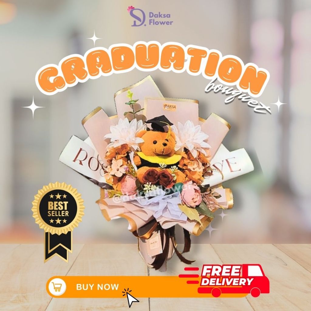 [DAKSA FLOWER] Buket Boneka Wisuda |BUKET BONEKA WISUDA | kado hadiah Graduation | Sidang Skripsi | 