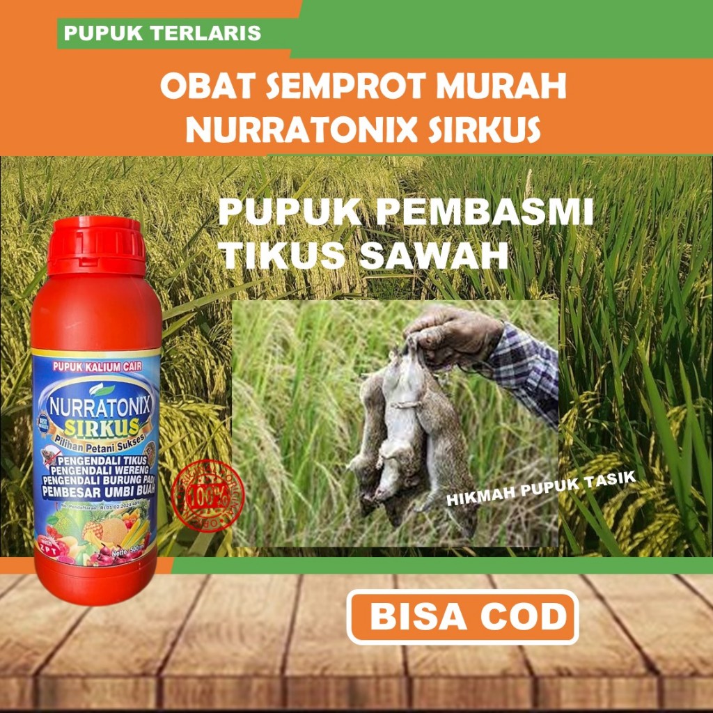 Obat Hama Tikus Burung Pada Tanaman Padi Terampuh Sirkus Nurratonix 500 ml - Obat Semprot Membasmi H