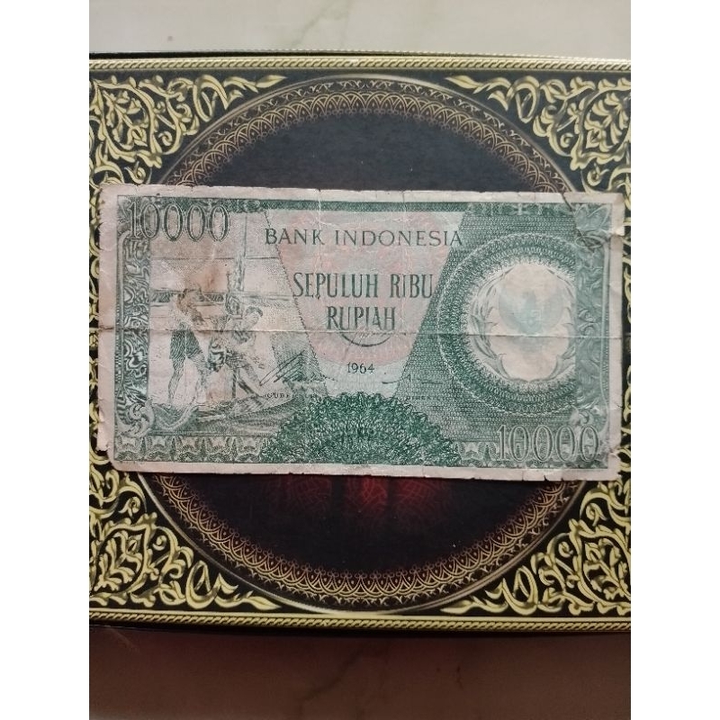 Uang Pekerja Hijau 10000 rupiah 1964 fine