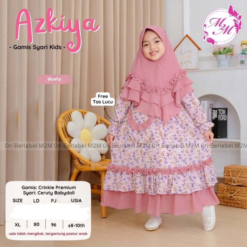 Gamis syari anak plus jilbab AZKIYA. Setelan gamis jilbab anak