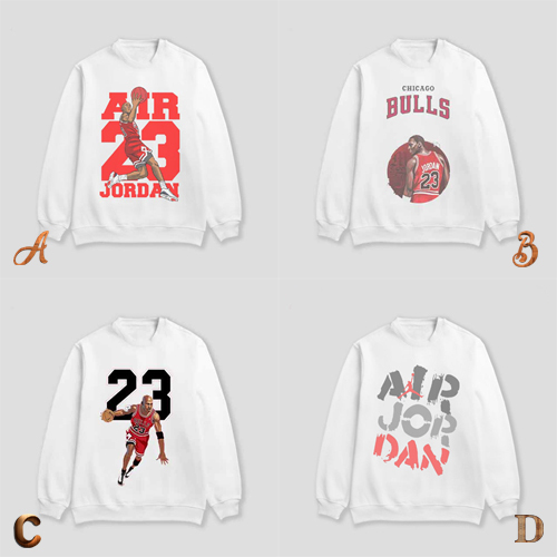 READY STOCK | LANGSUNG ORDER AJA | Sweater Michael Jordan NBA Crewneck Putih Casual 100% Cotton Blac